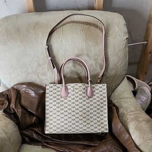 Michael Kors Cream and Pink Satchel Bag